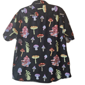 SUPER MASSIVE XL Psy Mushroom Print Button Up Camp Shirt